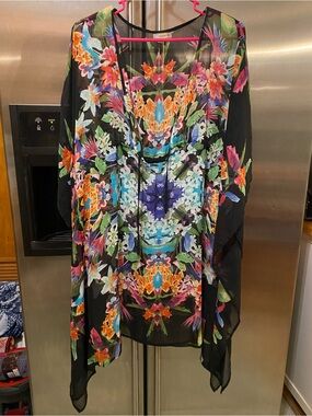 Bleu Rod Beattie Black Sheer Tunic Swimsuit Cover Up